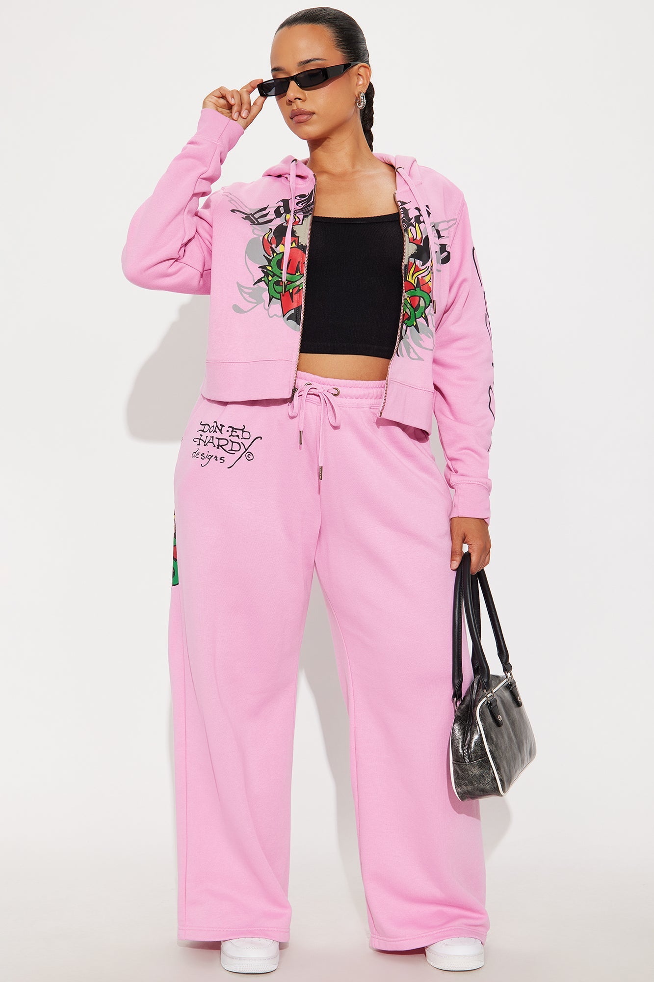 Senara Ed Hardy Sacred Angel Zip Up Hoodie - Pink