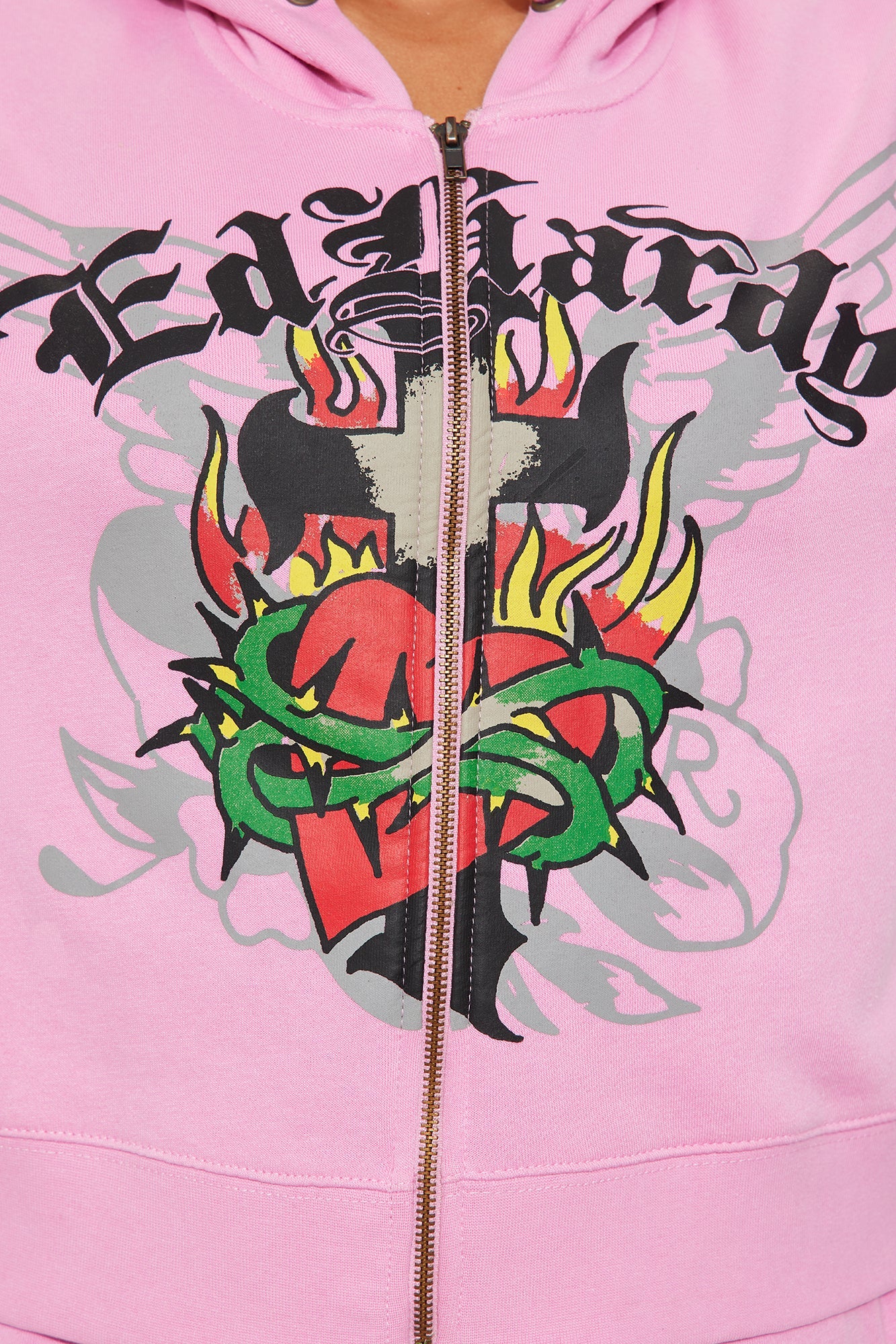 Senara Ed Hardy Sacred Angel Zip Up Hoodie - Pink