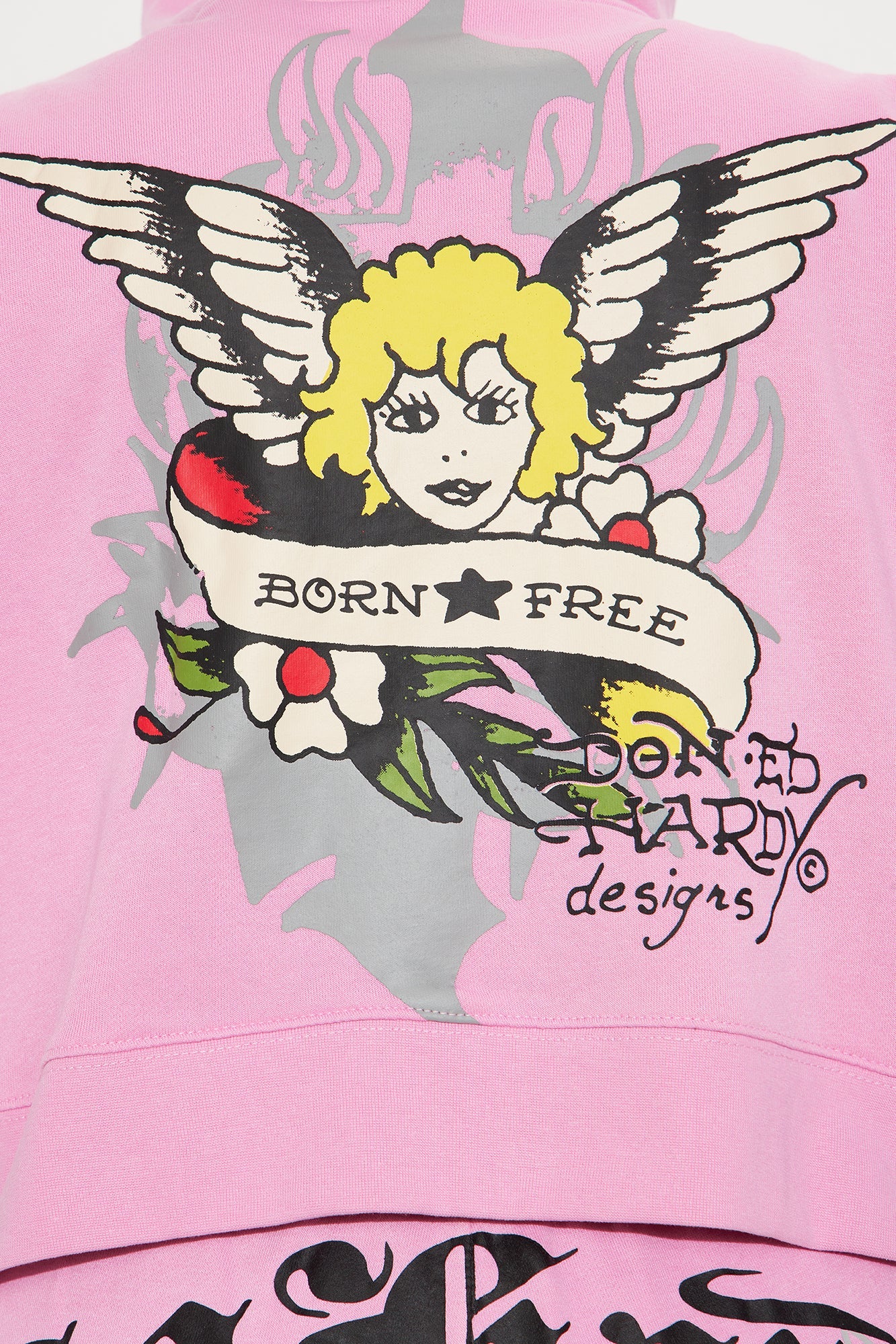 Senara Ed Hardy Sacred Angel Zip Up Hoodie - Pink