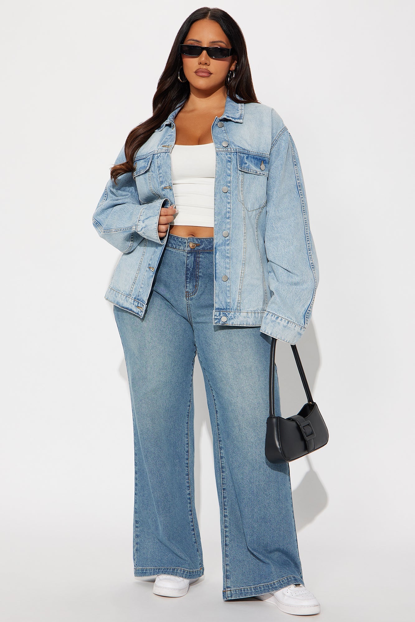 Senara Selene Belted Hourglass Denim Jacket - Light Wash