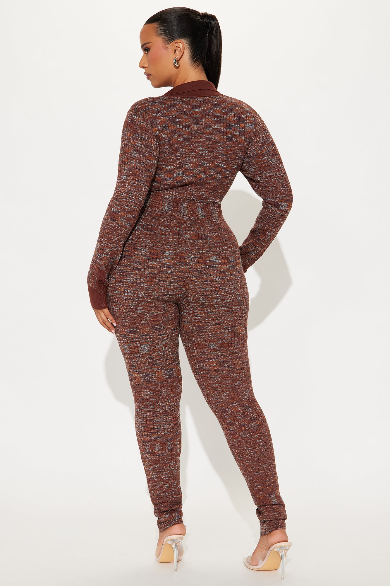 Never Lose Me Sweater Jumpsuit - Brown/combo