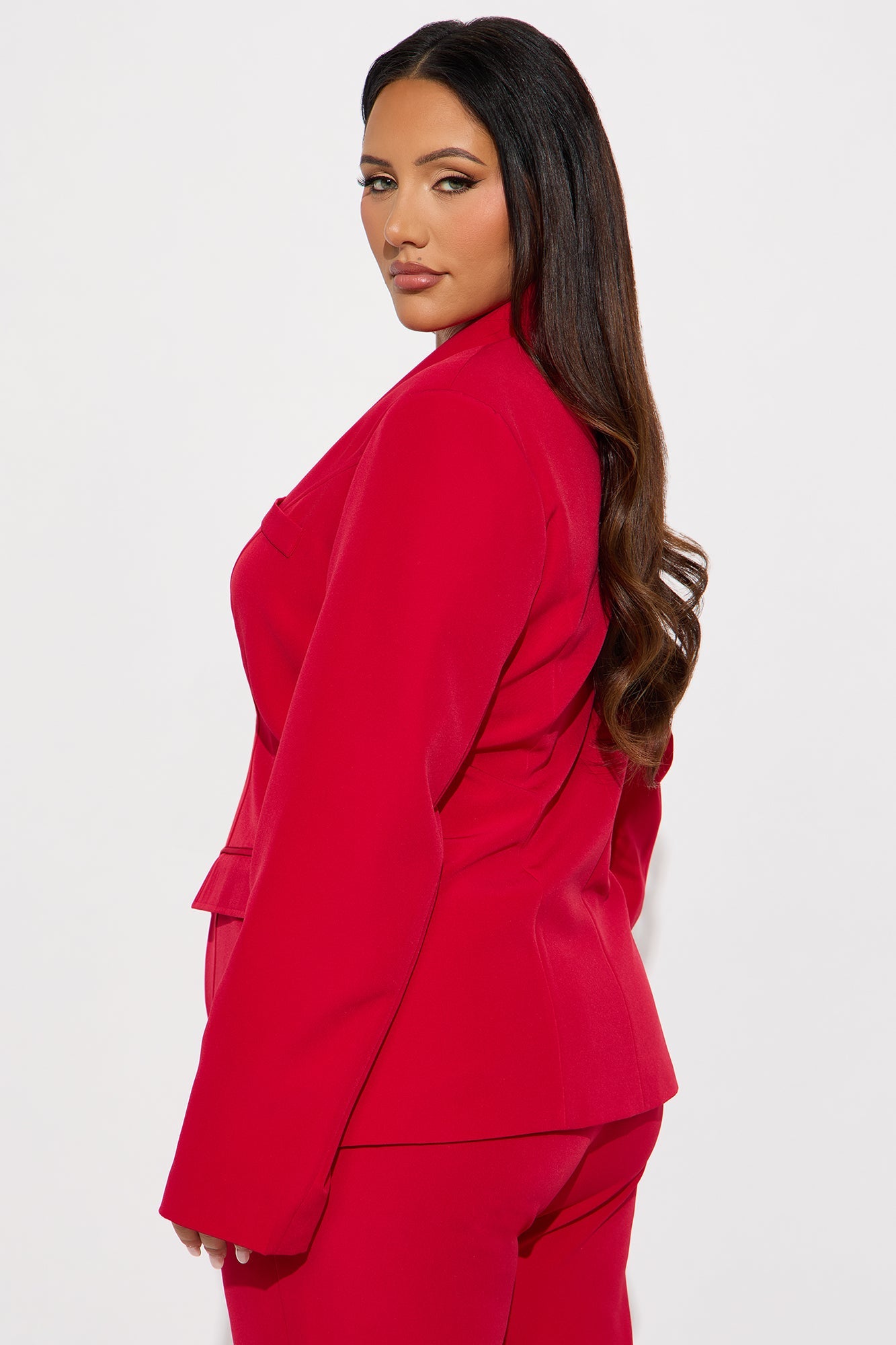 Senara About Her Business Hourglass Blazer - Red