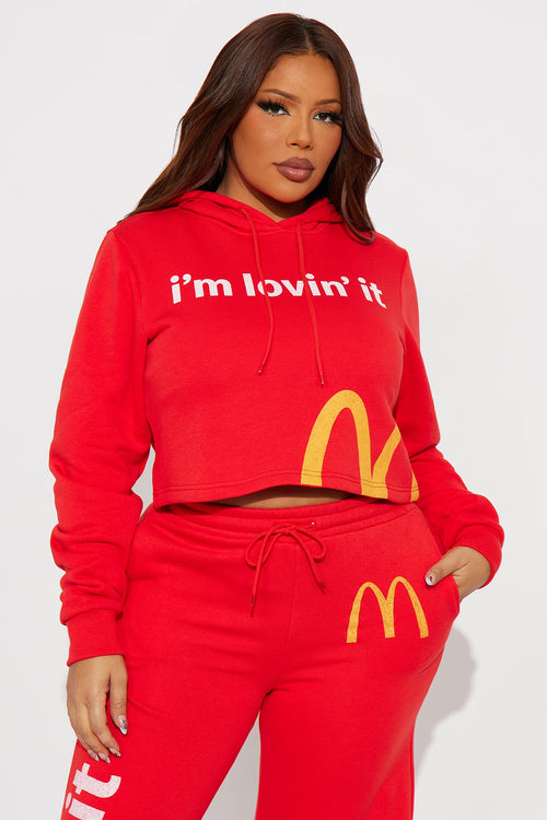 Senara McDonald's I'm Lovin' It Cropped Hoodie - Red