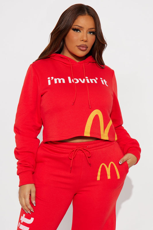 Senara McDonald's I'm Lovin' It Cropped Hoodie - Red