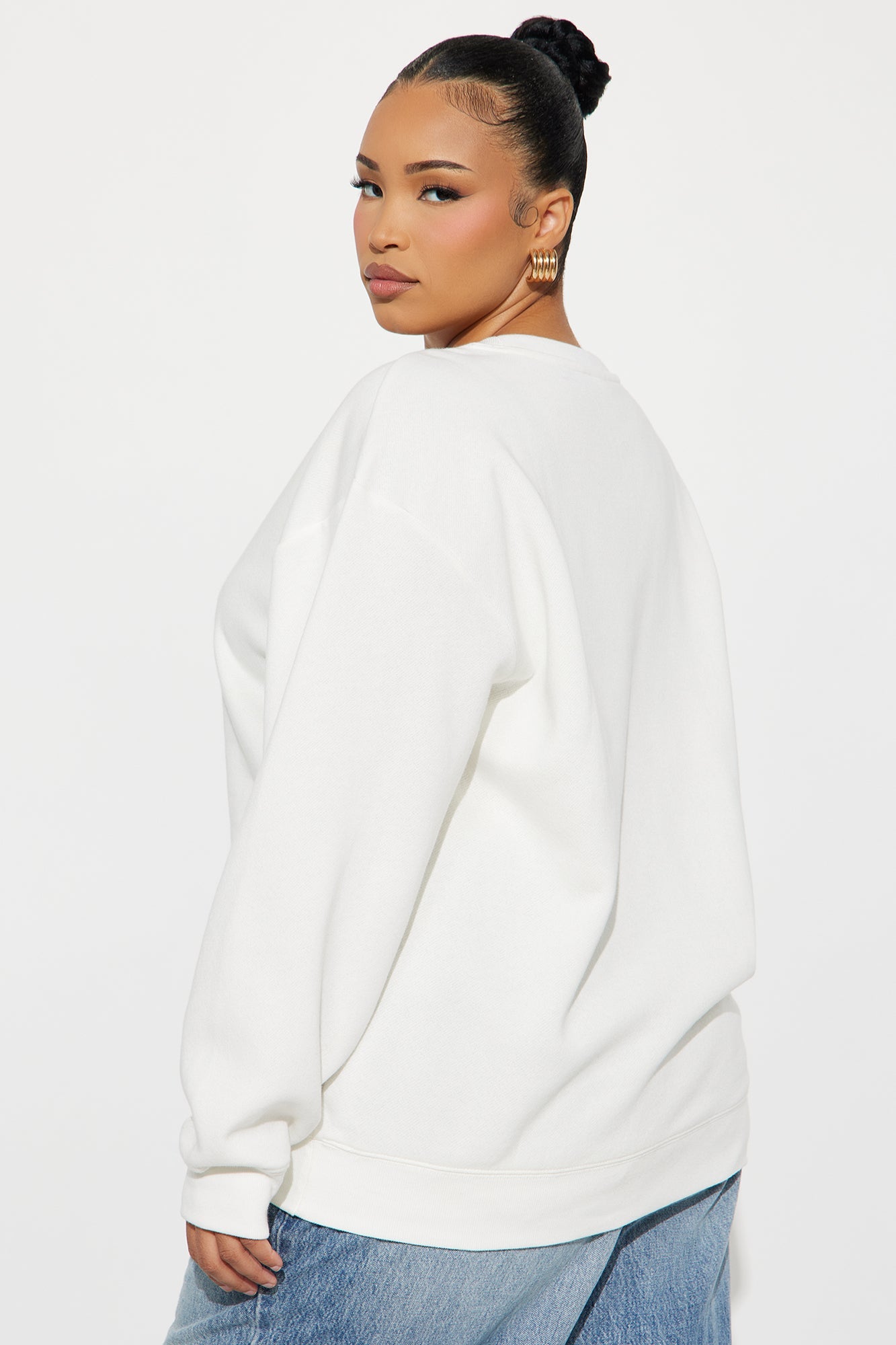 Senara Minnie Mouse Lace Fleece Crew Neck Sweatshirt - Cream