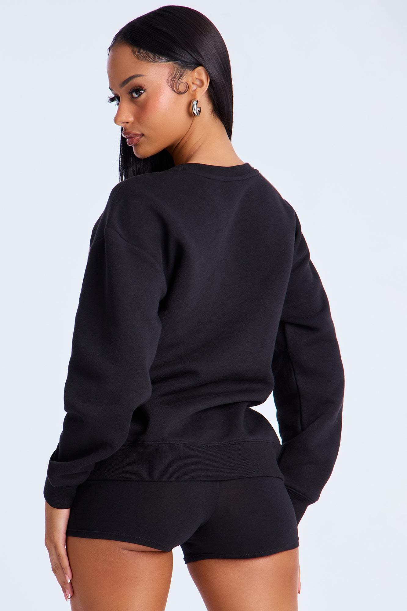 Senara Betty Boop Lace Crew Neck Sweatshirt - Black