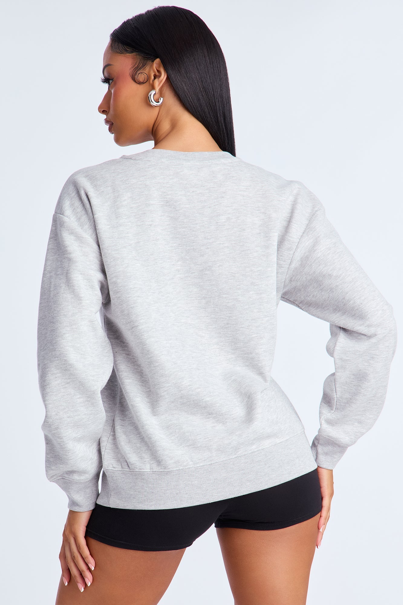 Senara Mickey Mouse Rhinestone Crew Neck Sweatshirt - Heather Grey