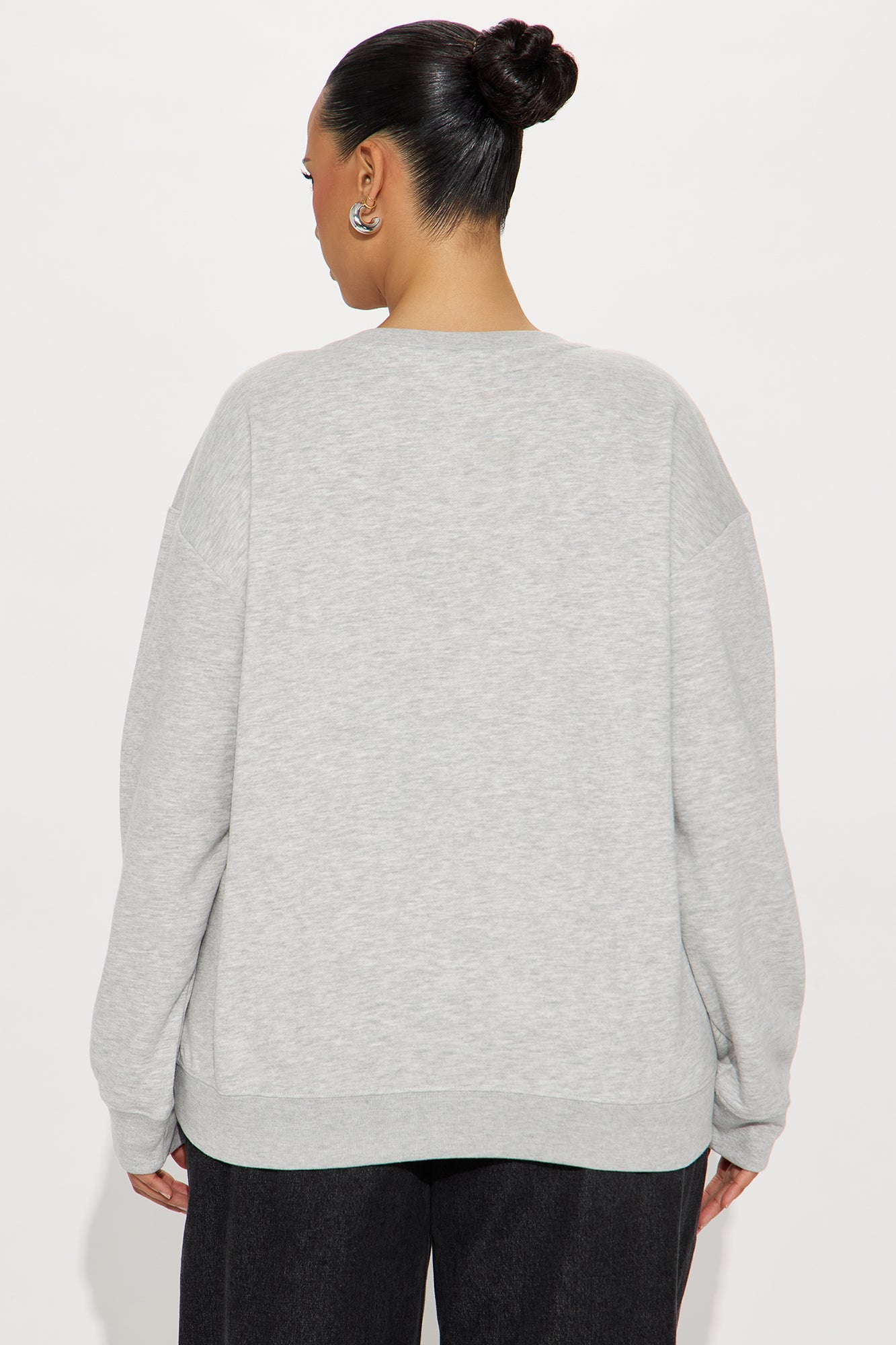Senara Mickey Mouse Rhinestone Crew Neck Sweatshirt - Heather Grey