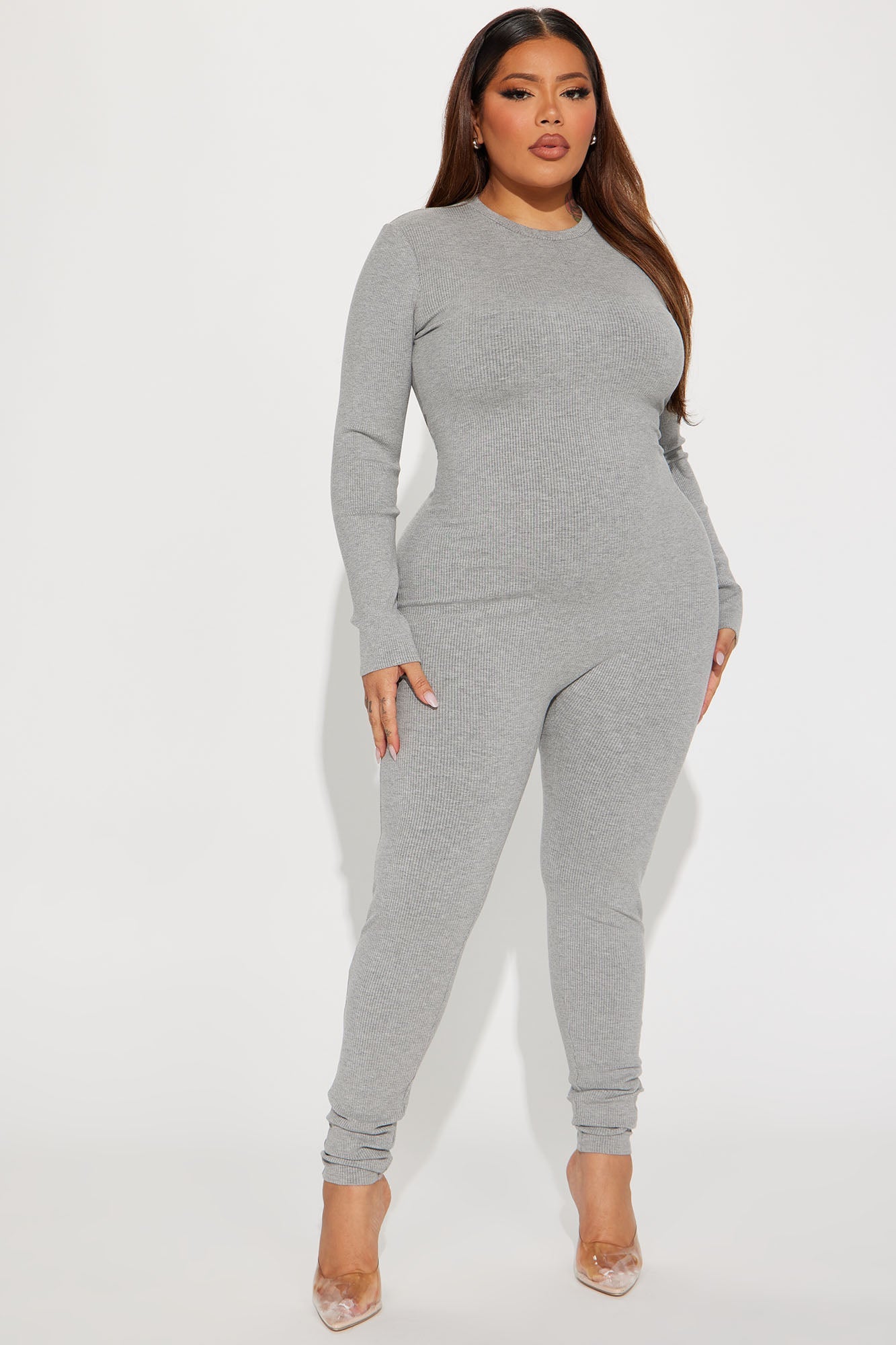Maribel Snatched Jumpsuit - Heather Grey