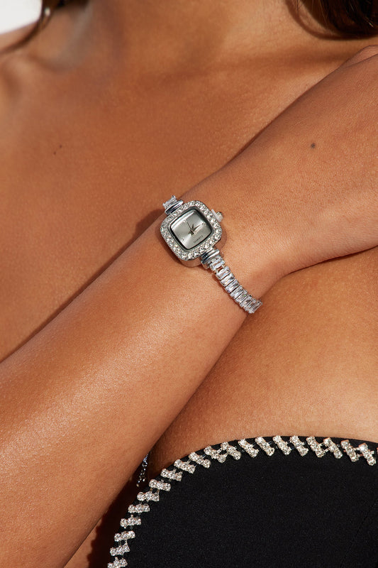 Senara Want It All Rhinestone Watch - Silver