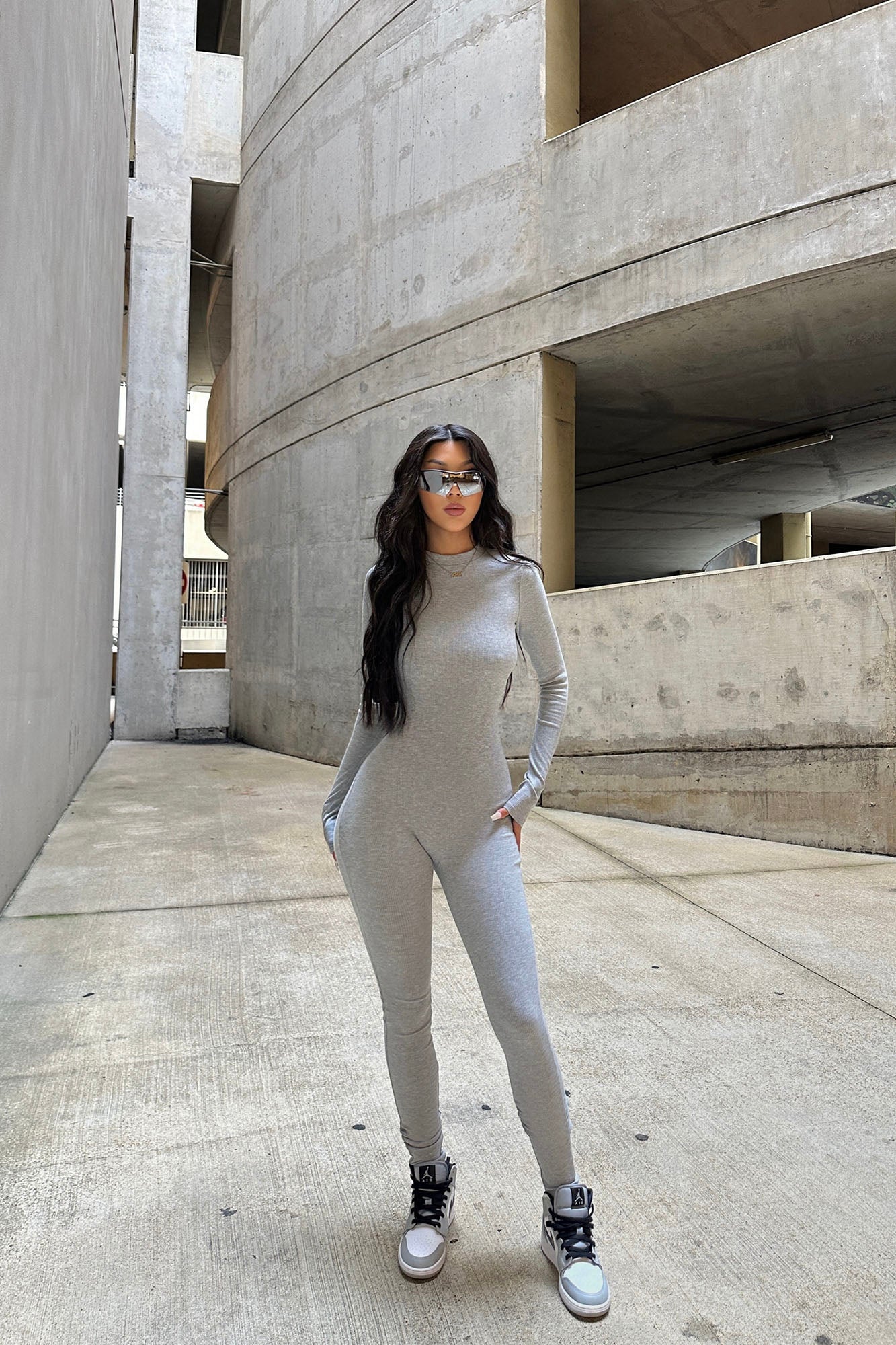 Maribel Snatched Jumpsuit - Heather Grey