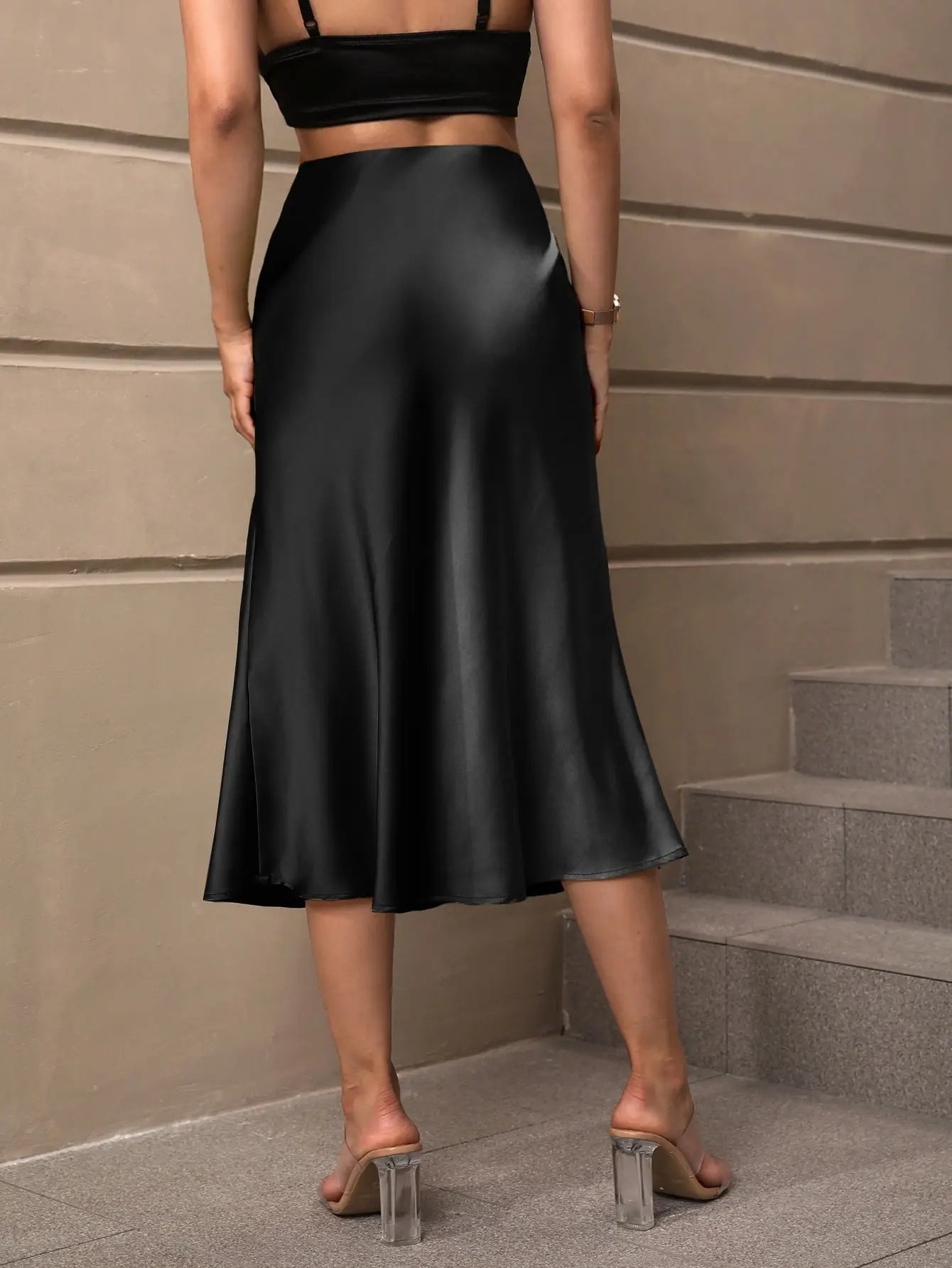 Senara Satin Midi Skirt