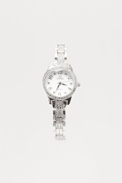 Senara Keep It Going Rhinestone Watch - Silver