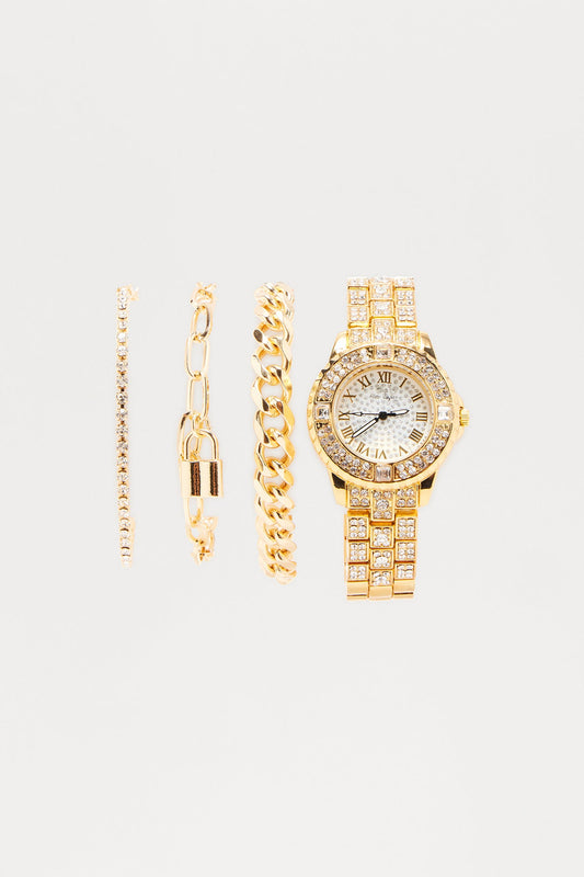 Senara Lola 3 Piece Watch Set - Gold