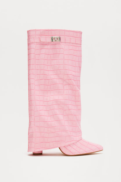 Not The Same Knee High Boots - Pink