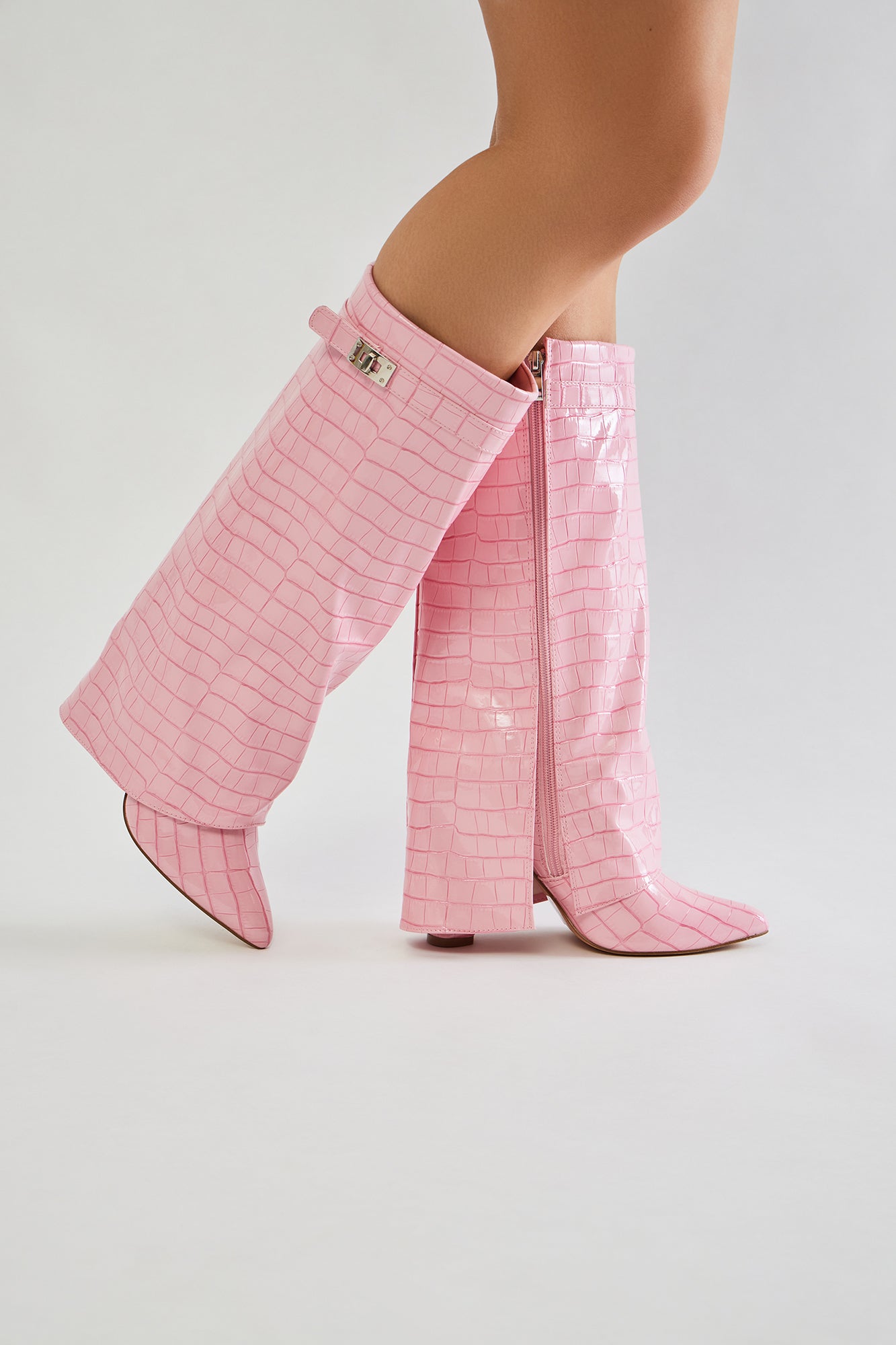 Not The Same Knee High Boots - Pink