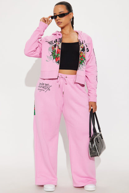 Senara Ed Hardy Sacred Angel Zip Up Hoodie - Pink