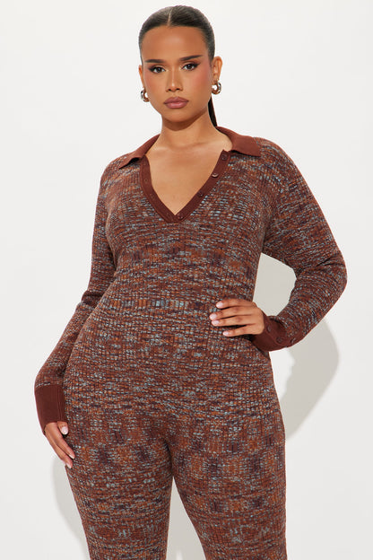 Never Lose Me Sweater Jumpsuit - Brown/combo