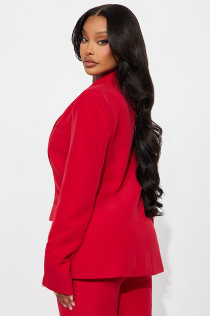 Senara About Her Business Hourglass Blazer - Red