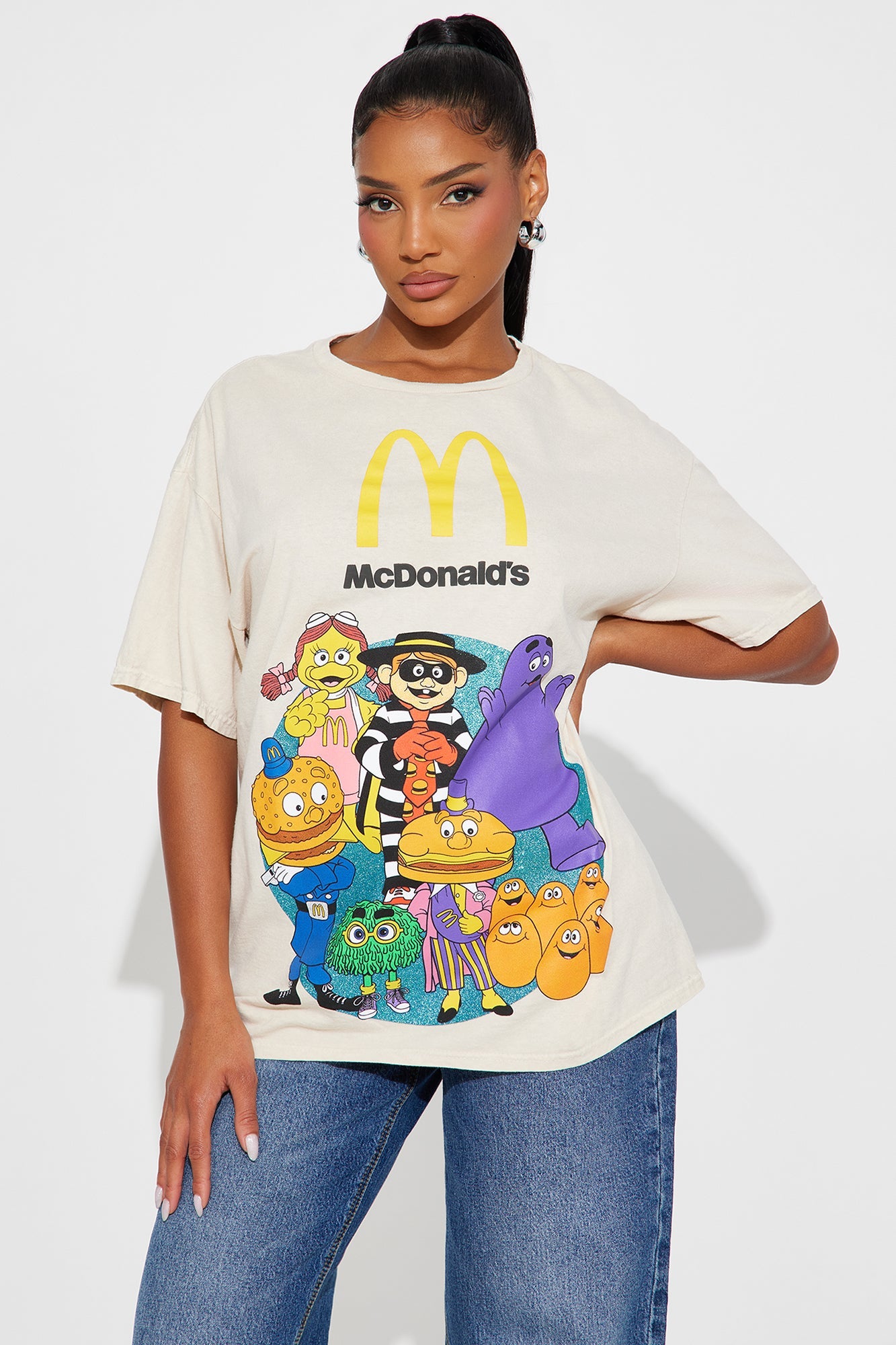 Senara Vintage McDonald's Oversized Washed Tee - Natural