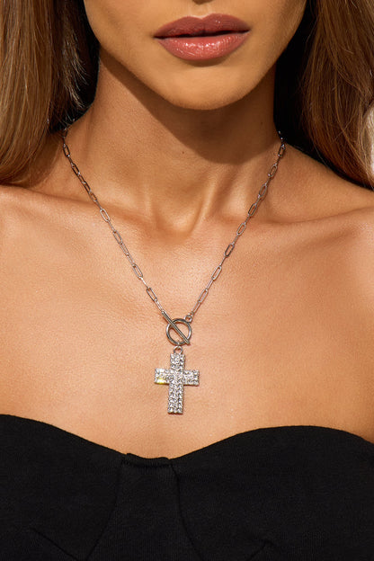 Fingers Crossed Necklace - Silver