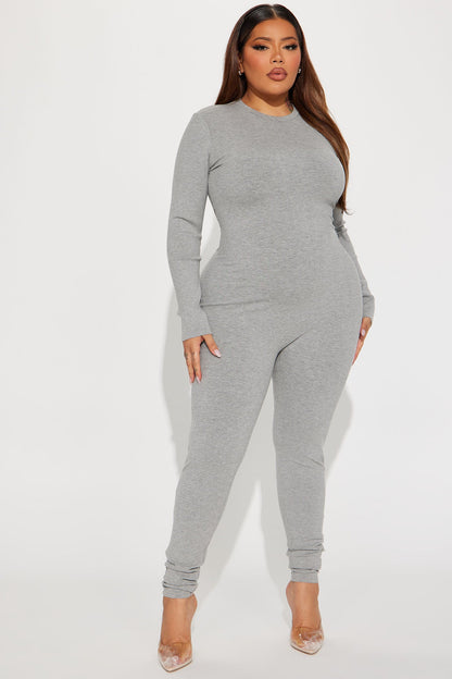Maribel Snatched Jumpsuit - Heather Grey