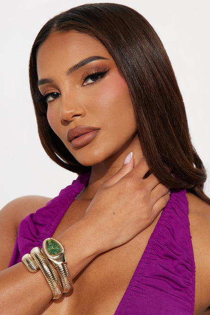 Senara Not So Sneaky Watch - Gold/Green