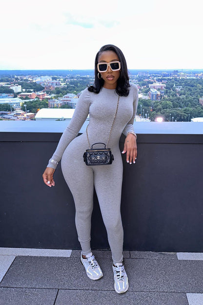 Maribel Snatched Jumpsuit - Heather Grey